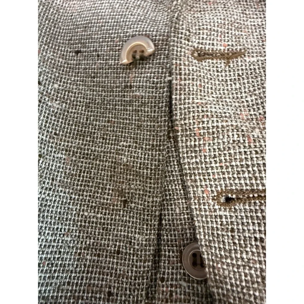 Vintage Mens Brown Herringbone Tweed Belted Jacket and Vest Set 1940s 50s Style
